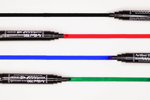 Permanent marker Artline 190  Dry Safe Eco schuin 2-5mm assorti 4 stuks-1