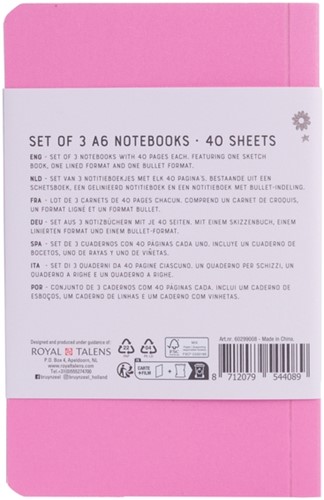 Notitieboek Bruynzeel Teens A6 set à 3 glitterkleuren-3