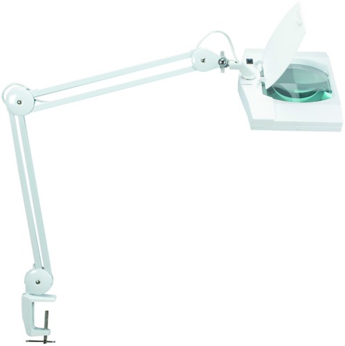Loeplamp MAUL Vitrum LED met tafelklem lens 307 cm2 wit
