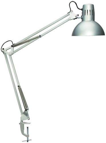 Bureaulamp MAUL Study met tafelklem incl.LED E27 lamp zilver