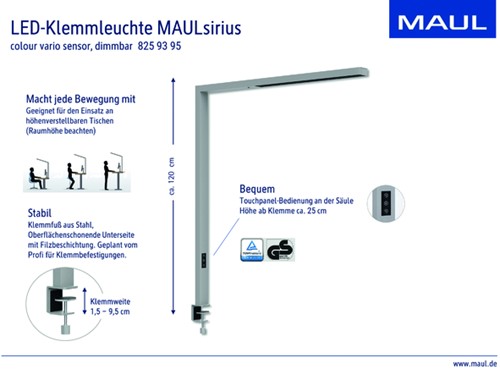 Werkpleklamp tafelklem MAUL Sirius LED beweging- daglichtsensor dimbaar zilver-2