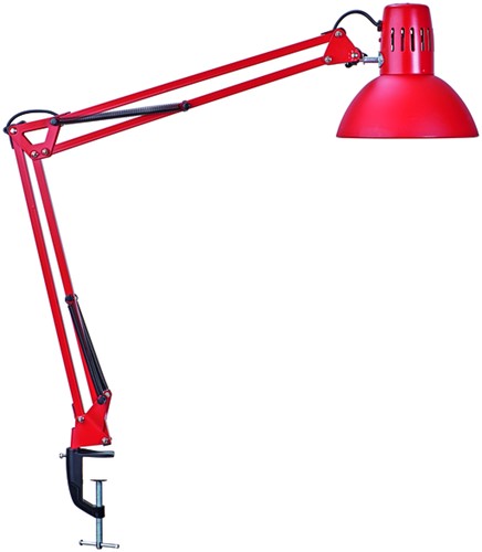 Bureaulamp MAUL Study met tafelklem excl.LED E27 lamp rood