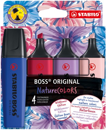 Markeerstift STABILO Boss Wildflower assorti 4 stuks