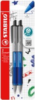 Balpen STABILO pointball colorful medium blauw blister à 2 stuks
