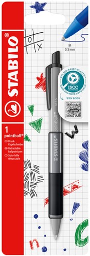 Balpen STABILO pointball colorful medium zwart blister à 1 stuk