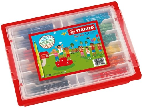 Viltstift STABILO Trio A-Z 378 fijn assorti classpack à 144 stuks