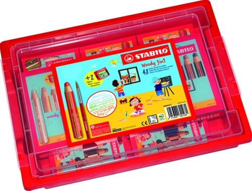 Kleurpotloden STABILO 882 woody 3 in 1 incl 2 slijpers classpack 48st