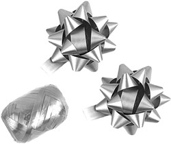 Cadeaulint Polyband en 2 rozetten zilver