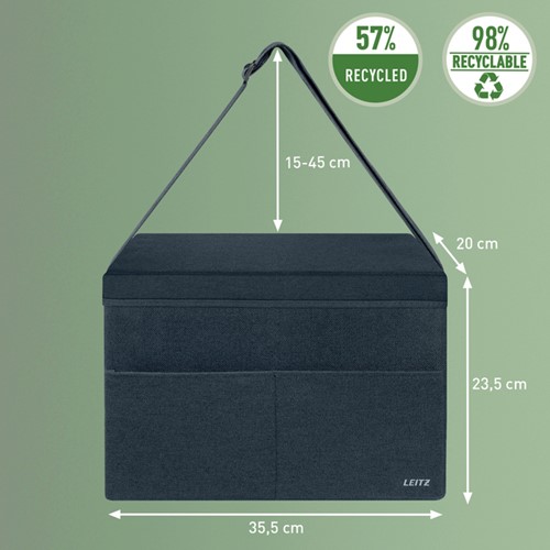 Opbergtas Leitz gestofferd met deksel compact grijs-1