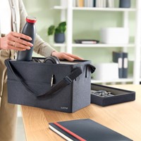 Opbergtas Leitz gestofferd met deksel compact grijs-4