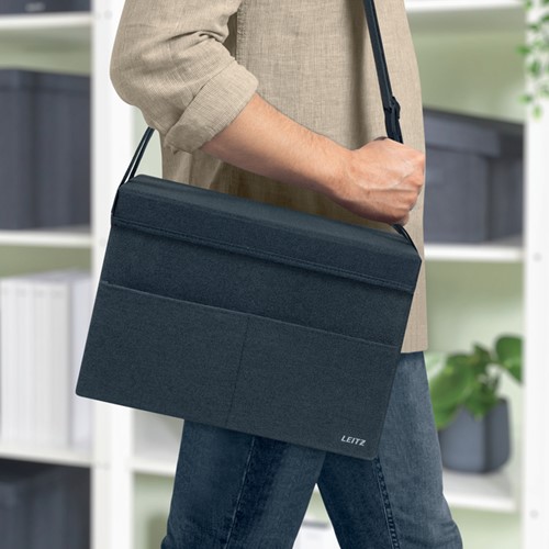 Opbergtas Leitz gestofferd met deksel compact grijs-5