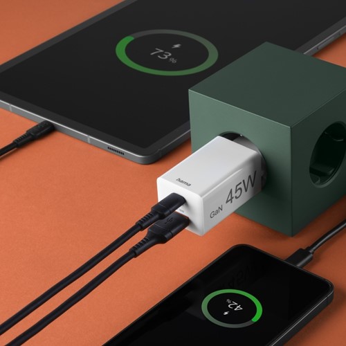 Oplader Hama USB-C/USB-A Mini PD 45W wit-1