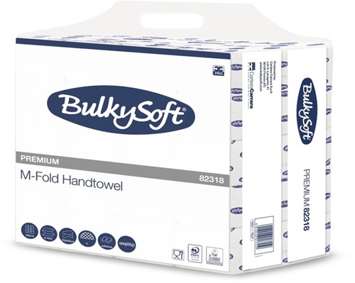 Handdoek BulkySoft Premium m-vouw 2-laags 215x320mm 15x150 vel wit 82318