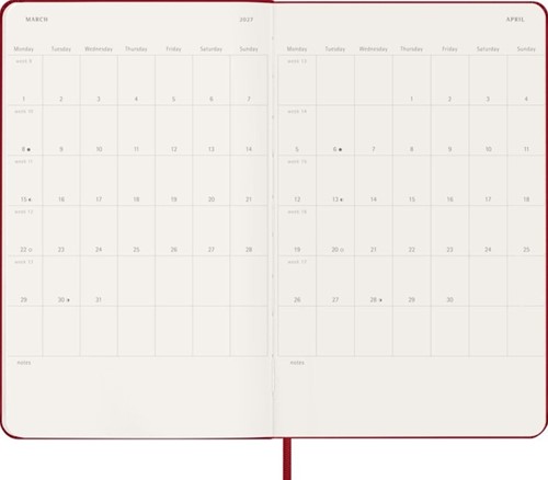 Agenda 2027 Moleskine 12M Planner Weekly 7dagen/1pagina large hc scarlet red-1
