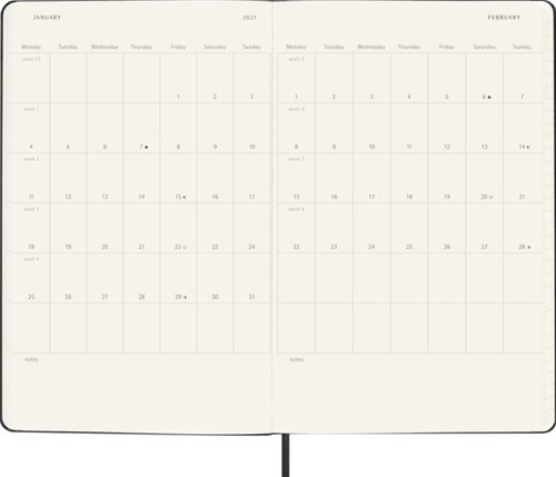 Agenda 2027 Moleskine 18M Planner Weekly 7dagen/1pagina large hc black-1