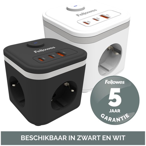 Stekkerblok Fellowes Power Cube F 3vdg 1xUSB A 2xUSB C 2 meter zwart-3