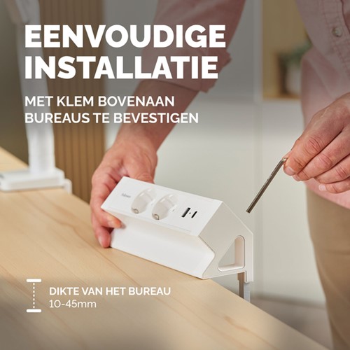 Stekkerdoos Fellowes Power Desk F 2 voudig incl USB A en C 2 meter wit-4