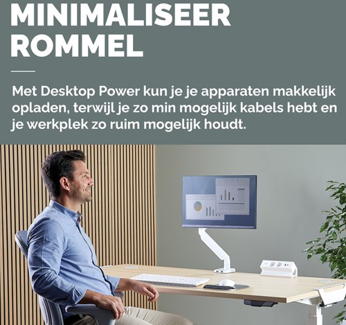 Stekkerdoos Fellowes Power Desk F 2 voudig incl USB A en C 2 meter wit-5