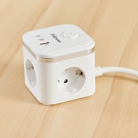 Stekkerblok Fellowes Power Cube F 3 voudig 1xUSB A 2xUSB C 2 meter wit-3