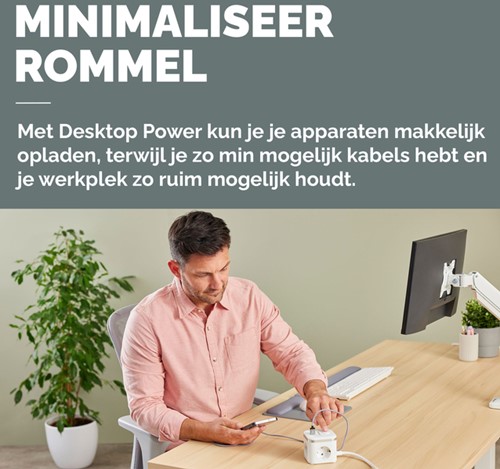 Stekkerblok Fellowes Power Cube F 3 voudig 1xUSB A 2xUSB C 2 meter wit-4