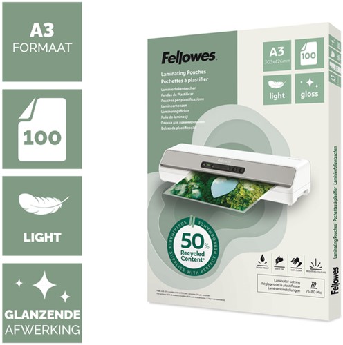 Lamineerhoes Fellowes A3 light 50% gerecycled glans 100stuks-2