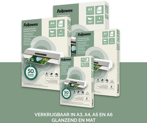 Lamineerhoes Fellowes A6 2x75micron recycled mat 100stuks-4