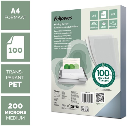 Voorblad Fellowes A4 PET 200micron recycled 100 stuks-2