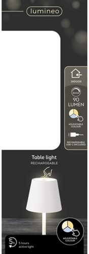 Tafellamp Lumineo led oplaadbaar steady binnen wit-2