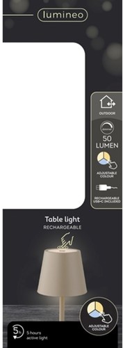 Tafellamp Lumineo led oplaadbaar steady binnen bruin-2