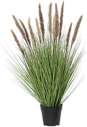 Kunstgras Everlands met pluimen bruin 80cm in pot pvc