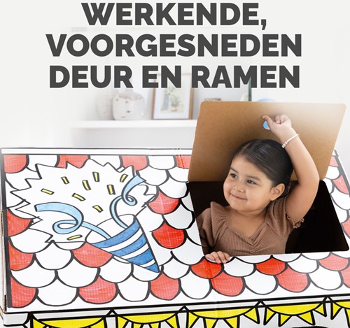 Kartonnen speelhuis XL Verjaardag Bankers Box Play inkleurbaar-3