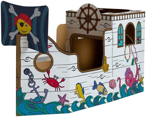 Kartonnen Piratenschip XL Bankers Box Play inkleurbaar