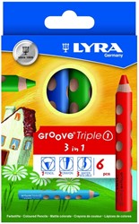 Kleurpotlood LYRA Groove Triple One extra dik set à 6 kleuren