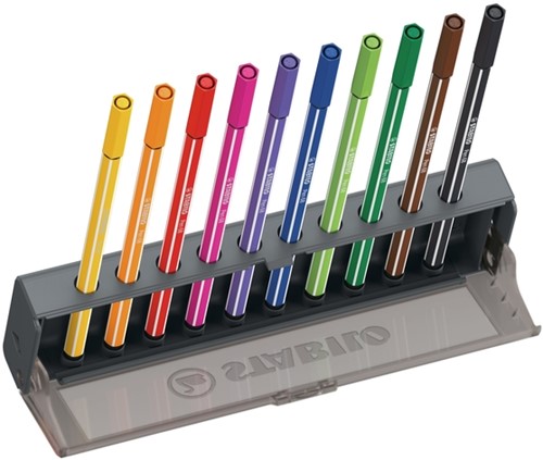 Viltstift STABILO Pen 68 medium clickset à 10 kleuren-2
