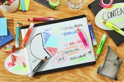 Whiteboardpotlood STABILO MARKdry etui à 4 neon kleuren-1