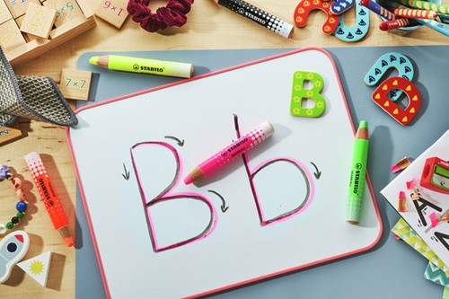 Whiteboardpotlood STABILO MARKdry etui à 4 neon kleuren-3