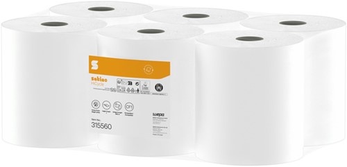 Poetspapier Satino CF1 HiCycle 1-laags 300m 6x857 vel wit 315560