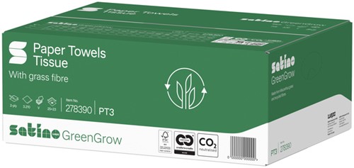 Handdoek Satino PT3 GreenGrow v-vouw 2-laags 250x230mm 15x214 vel naturel 278390-3