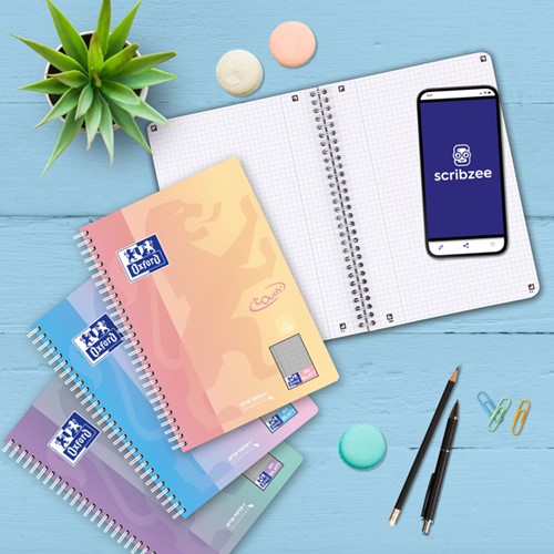 Spiraalblok Oxford Touch B5 geruit 5mm160 pagina's assorti-2