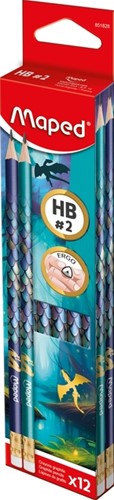 Grafietpotlood Maped Dragon HB met gum set à 12 stuks assorti