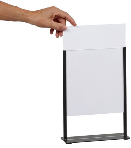 Kaarthouder Europel metaal met acryl bord A4 zwart-1