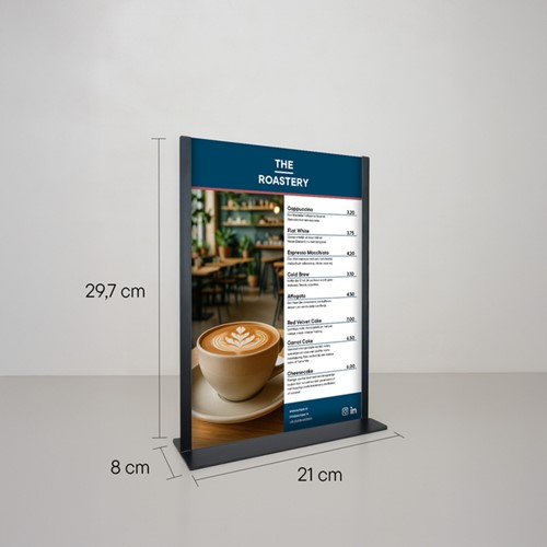 Kaarthouder Europel metaal met acryl bord A4 zwart-2