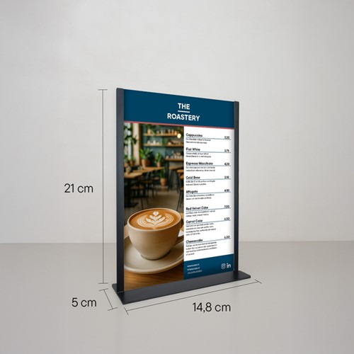 Kaarthouder Europel metaal met acryl bord A5 zwart-2