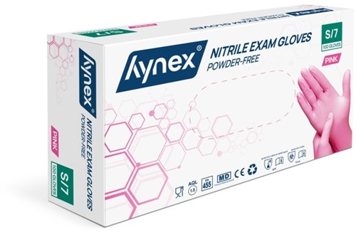 Handschoen Hynex nitril S roze 3.5gr 100 stuks