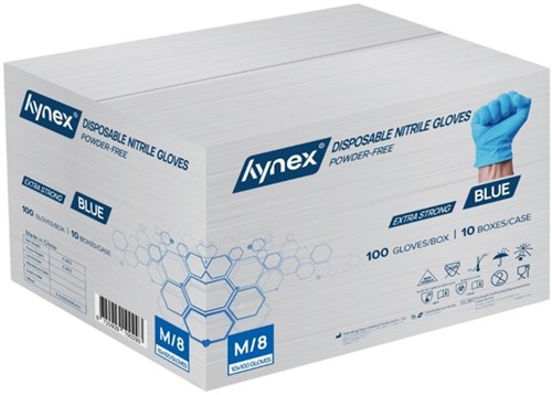 Handschoen Hynex nitril M blauw 5gr extra sterk 100 stuks-1