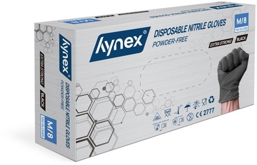Handschoen Hynex nitril M zwart 5gr extra sterk100 stuks