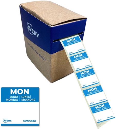 Etiket Avery HACCP maandag-blauw 25x25mm 1000st