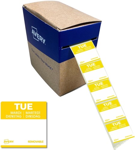 Etiket Avery HACCP dinsdag-geel 25x25mm 1000 stuks