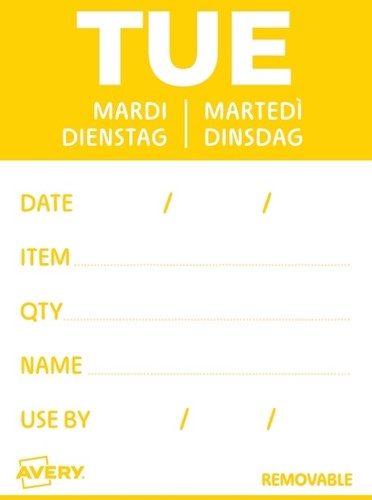 Etiket Avery HACCP dinsdag-geel 40x56mm 500st-2