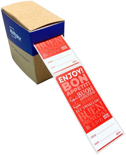 Etiket Avery sluitzegel/breukindicatie rood 40x95mm 250st